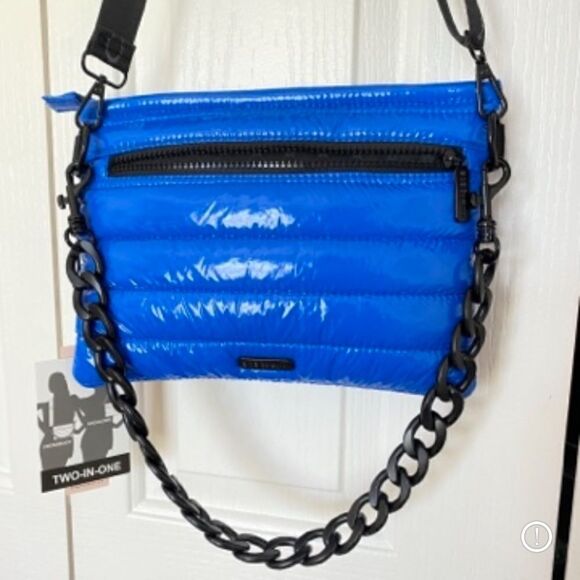 BCBG 2 IN 1 PUFFY ZIP TOP CROSSBODY SHOULDER BAG NWT INDIGO BLU - Picture 8 of 16
